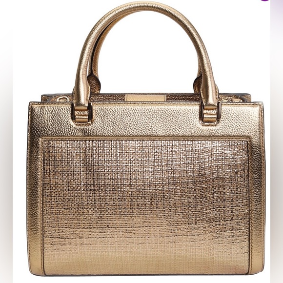 SALE Michael Michael Kors Natural & Gold Kinsley Leather Accordion Satchel NWT - Picture 5 of 8